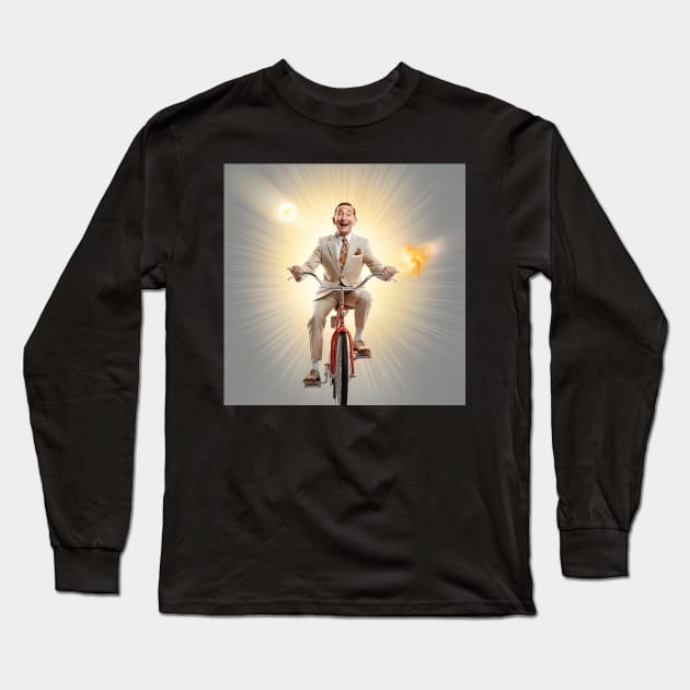 Pee wee herman on bike Long Sleeve T-Shirt by Maverick Media